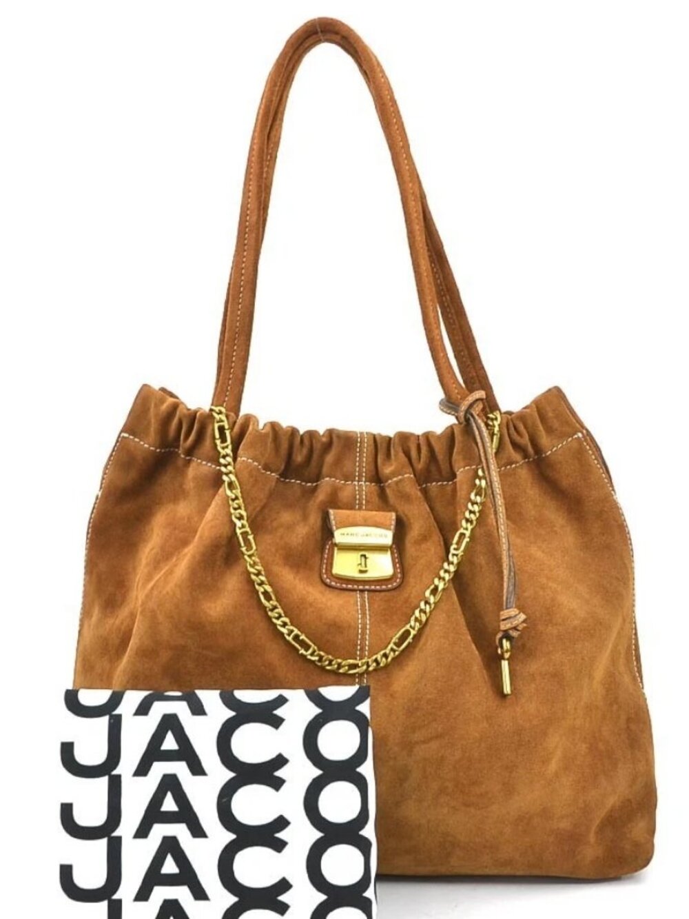 MARC JACOBS Handbag Brown/Gold Suede/Metal